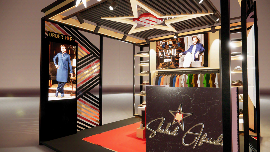 clothing and shoes display rack