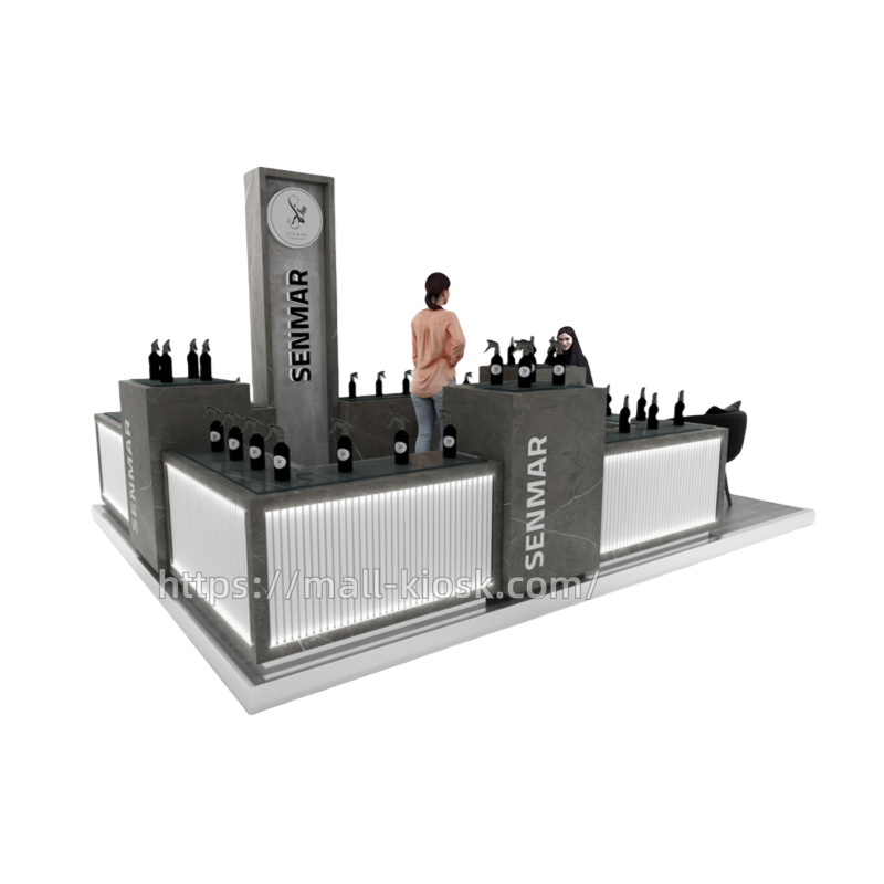grey perfume kiosk